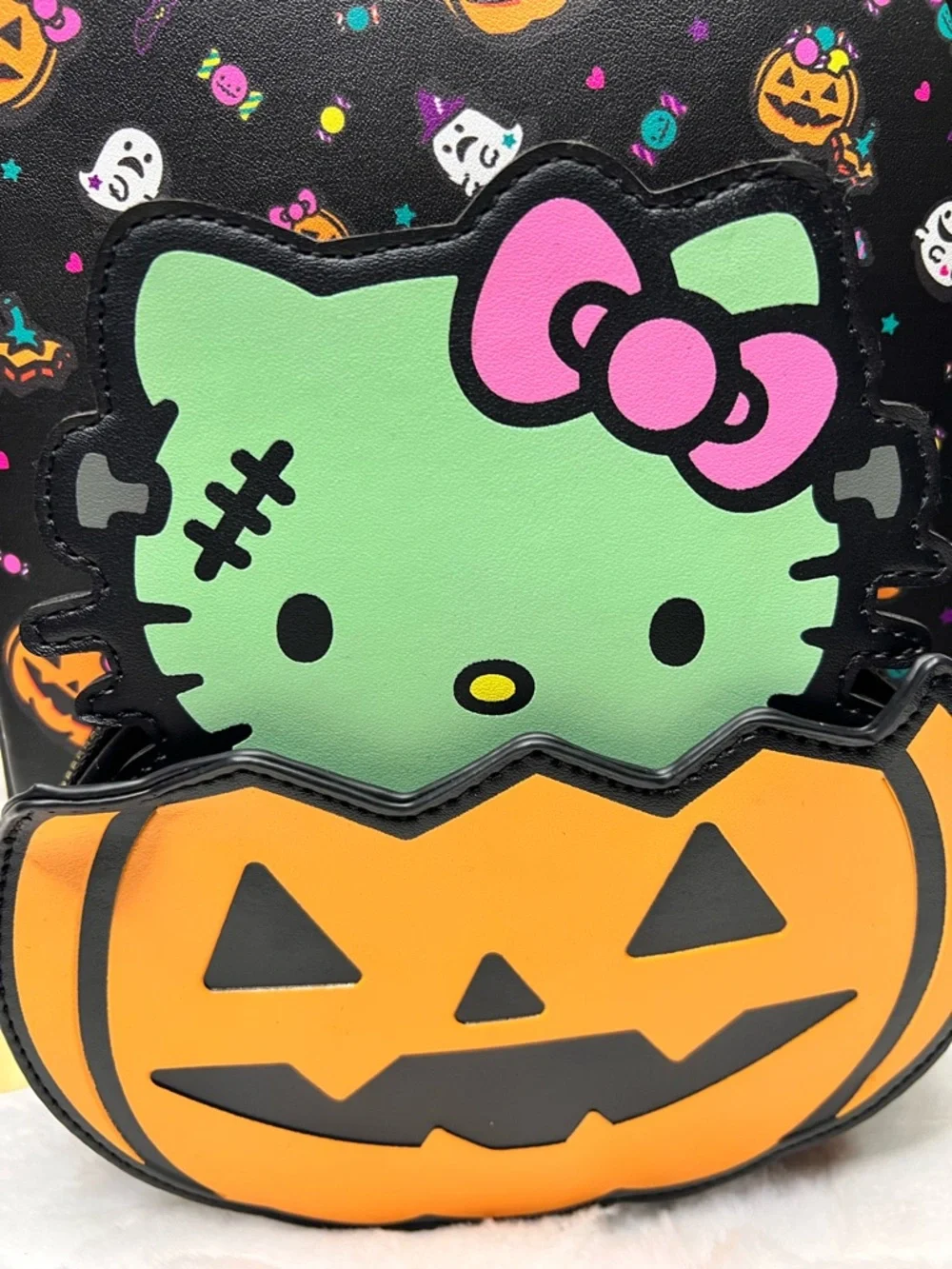 Hello Kitty Black Halloween Backpack with pumpkins & ghosties - Picture 2 of 8